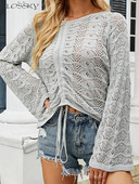 Seksīgi plāns sieviešu džemperis, rudens trikotāžas, brīvi garām piedurkņu topi Eleganti, dobi savilkšanas džemperi, modes jauni trikotāžas izstrādājumi 2023. g.