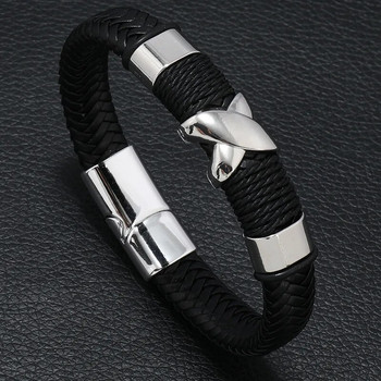 Noter Punk мъжка кожена гривна с подвижна магнитна катарама Bangle Homme Gift For Him Hiphop Wrap Braslet Cool Biker Accessories