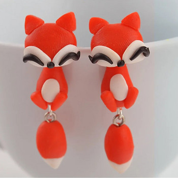 Νέα Μόδα Προσωπικότητα Ακρυλικός Πηλός Ζωικά καρφιά αυτιών Κορίτσι Χαριτωμένα τρισδιάστατα κινούμενα σχέδια Fox Cat Color Earrings Γυναικεία χειροποίητα κοσμήματα δώρα