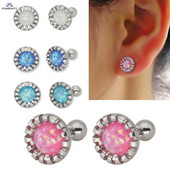 2τμχ/Παρτίδα Tragus Piercing Fake Opal Gem 1,2*6mm Eartilage Helix Barbells Lip Ring Labret Stud Σκουλαρίκι λουλούδι Σώμα κόσμημα