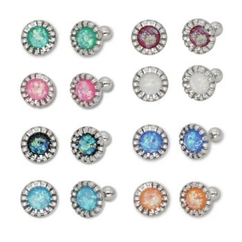 2τμχ/Παρτίδα Tragus Piercing Fake Opal Gem 1,2*6mm Eartilage Helix Barbells Lip Ring Labret Stud Σκουλαρίκι λουλούδι Σώμα κόσμημα