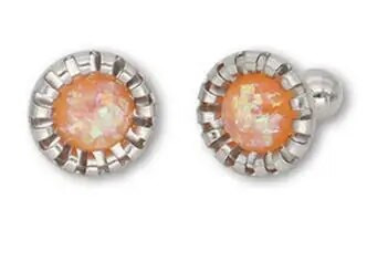 2τμχ/Παρτίδα Tragus Piercing Fake Opal Gem 1,2*6mm Eartilage Helix Barbells Lip Ring Labret Stud Σκουλαρίκι λουλούδι Σώμα κόσμημα