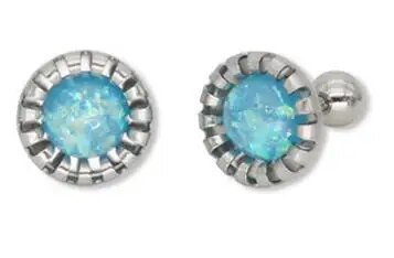 2τμχ/Παρτίδα Tragus Piercing Fake Opal Gem 1,2*6mm Eartilage Helix Barbells Lip Ring Labret Stud Σκουλαρίκι λουλούδι Σώμα κόσμημα