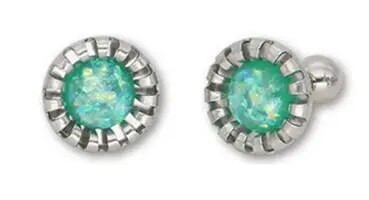 2τμχ/Παρτίδα Tragus Piercing Fake Opal Gem 1,2*6mm Eartilage Helix Barbells Lip Ring Labret Stud Σκουλαρίκι λουλούδι Σώμα κόσμημα