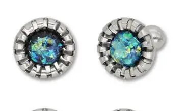 2τμχ/Παρτίδα Tragus Piercing Fake Opal Gem 1,2*6mm Eartilage Helix Barbells Lip Ring Labret Stud Σκουλαρίκι λουλούδι Σώμα κόσμημα