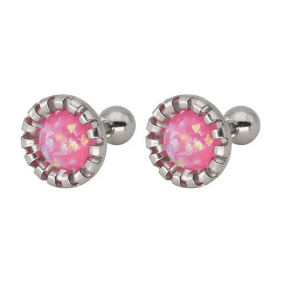 2τμχ/Παρτίδα Tragus Piercing Fake Opal Gem 1,2*6mm Eartilage Helix Barbells Lip Ring Labret Stud Σκουλαρίκι λουλούδι Σώμα κόσμημα