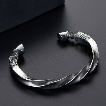 2022 г. Нови гривни Viking Twist Cuff Bangles Мъжки сребърен цвят от неръждаема стомана Open Braclet Bangle за мъже Пънк байкърски бижута Dropshipping