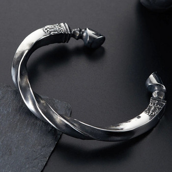 2022 г. Нови гривни Viking Twist Cuff Bangles Мъжки сребърен цвят от неръждаема стомана Open Braclet Bangle за мъже Пънк байкърски бижута Dropshipping