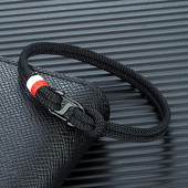 MKENDN eleganta dubultā atverama aizdare vīriešiem divvirzienu jūras sērfotāju virves rokassprādze sievietēm melna nerūsējošā tērauda karabīnes aizdare