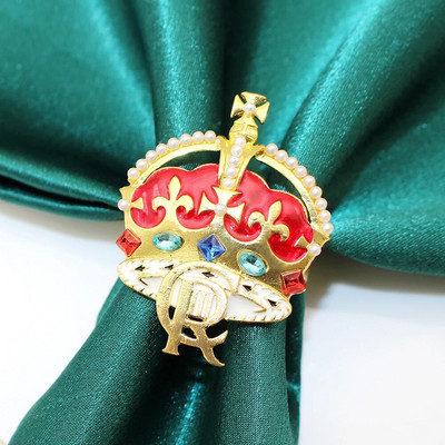 6Gb Zelta salvešu gredzeni Rhinestone kronis salvešu gredzenu turētājs kāzām Lieldienām Ziemassvētkiem Halovīni svētku galda dekors HWD08