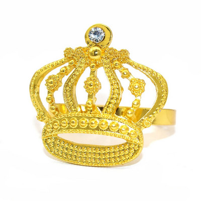 6Gb Zelta salvešu gredzeni Rhinestone kronis salvešu gredzenu turētājs kāzām Lieldienām Ziemassvētkiem Halovīni svētku galda dekors HWD08