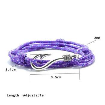 Noter Trendy Macram βραχιόλι Homme Διπλό Ρυθμιζόμενο Braslet Paracord Creative Fish Hook Mens Wrap Brazalete Δώρο για αυτόν