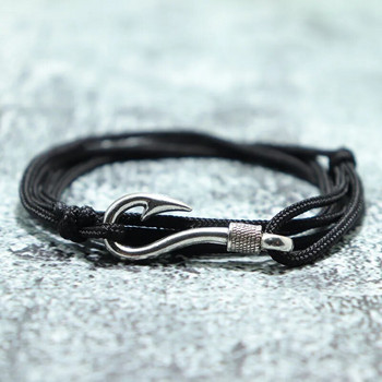 Noter Trendy Macram βραχιόλι Homme Διπλό Ρυθμιζόμενο Braslet Paracord Creative Fish Hook Mens Wrap Brazalete Δώρο για αυτόν