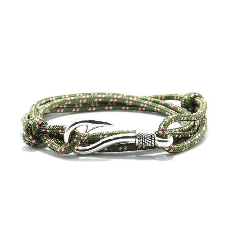 Noter trendikas Macram käevõru Homme kahekihiline reguleeritav Paracord braslet Creative Fish Hook meeste mähis Brazalete kingitus talle
