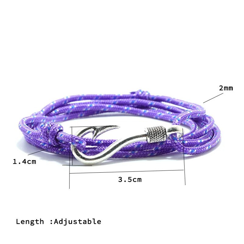 Noter trendikas Macram käevõru Homme kahekihiline reguleeritav Paracord braslet Creative Fish Hook meeste mähis Brazalete kingitus talle