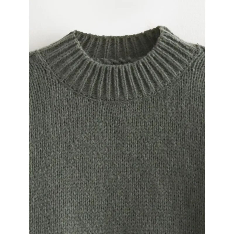 TRAF ZR Pullover Naiste Crop Knit Naiste talvesoojad kampsunid Naiste riided 2023 Uued Y 2k Top pikkade varrukatega kudumid