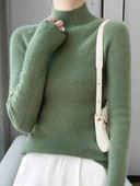 Addonee Sieviešu džemperis Rudens Ziemas Mock Kakla Plāns Pulovers 100% Merino vilnas Cieta Kašmira Trikotāžas Vienkāršs Šiks Džemperis 2023 Jaunums