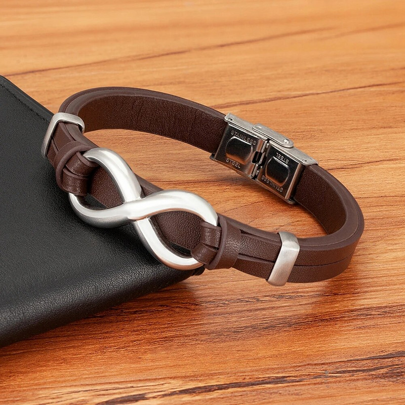 XQNI Classic divslāņu aksesuāri, īpaši izstrādāti nerūsējošā tērauda vīriešu ādas rokassprādzes daudzkrāsu kombinācija, dāvana