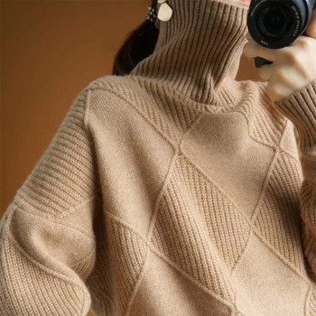 Γυναικείο πουλόβερ με ζιβάγκο Φαρδύ πουλόβερ 2023 Φθινόπωρο και Χειμώνας Νέα μόδα γυναικεία πλεκτά γυναικεία γυναικεία πουλόβερ χοντρό ζεστό