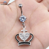Starbeauty 1tk Crown Süda keha ehted Piercing Nabast Sõrmused Naiste Hõbedane Värv Naba Piercing Nombril