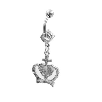 Starbeauty 1Pc Crown Heart Body Jewelry Piercing Belly Button Rings Γυναικεία Ασημί Χρώμα Navel Piercing Nombril