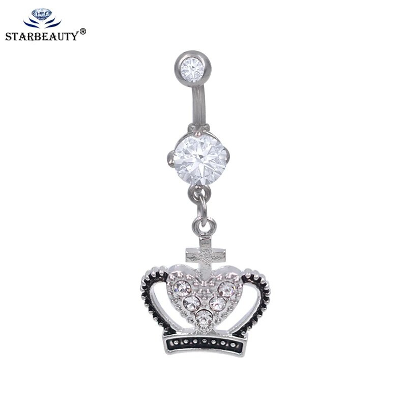 Starbeauty 1tk Crown Süda keha ehted Piercing Nabast Sõrmused Naiste Hõbedane Värv Naba Piercing Nombril