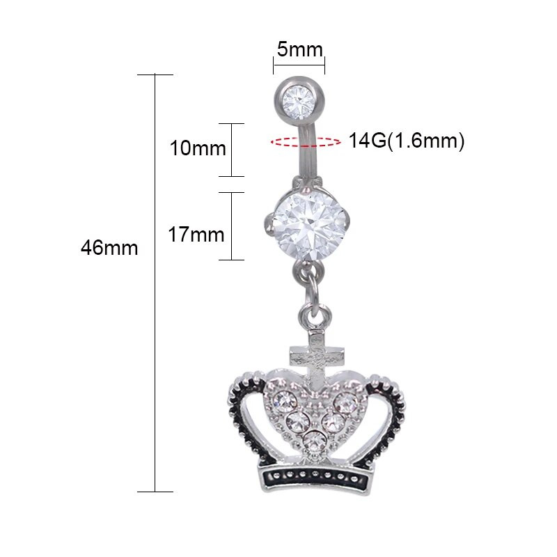 Starbeauty 1tk Crown Süda keha ehted Piercing Nabast Sõrmused Naiste Hõbedane Värv Naba Piercing Nombril