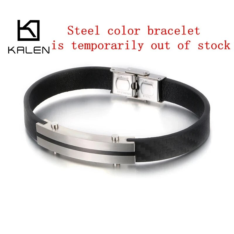 KALEN 22 cm modes īstas ādas rokassprādze vīriešiem nerūsējošā tērauda biroja ietīšanas rokassprādzes rotaslietas aksesuāri