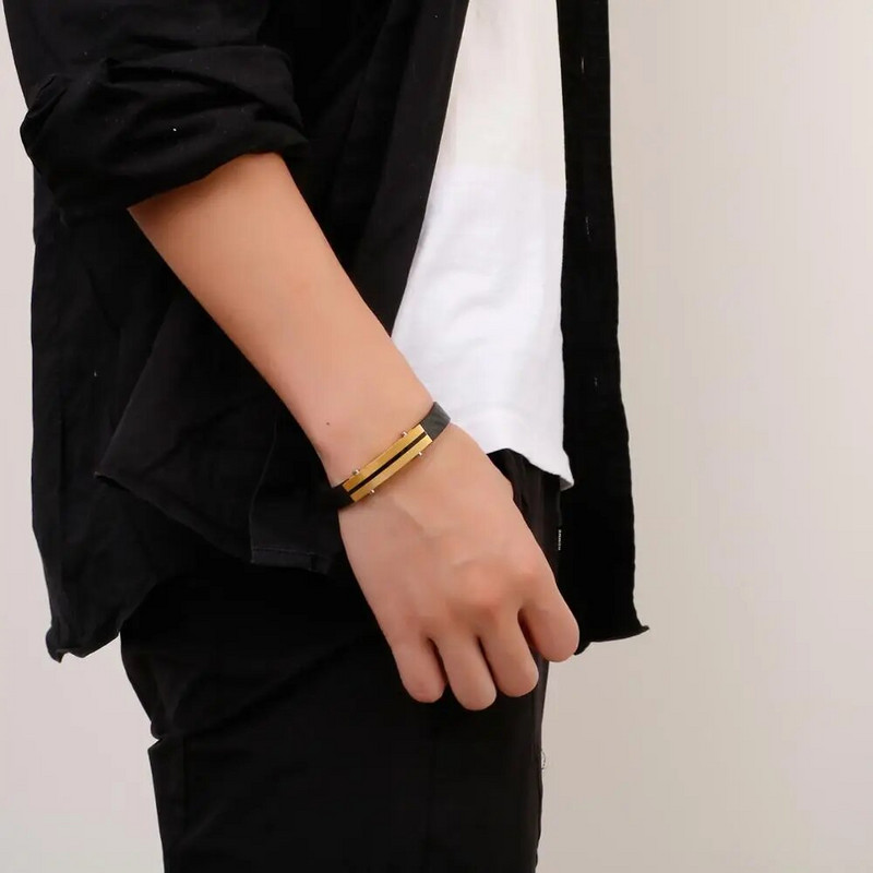 KALEN 22 cm modes īstas ādas rokassprādze vīriešiem nerūsējošā tērauda biroja ietīšanas rokassprādzes rotaslietas aksesuāri