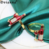 8 DB Vörösboros üveg szalvétagyűrű tartó esküvői születésnapi hálaadás menyasszonyi zuhanyozó vacsora asztaldíszéhez HWD177