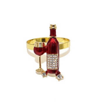 8PCS Бутилка за червено вино Поставка за пръстен за салфетки за сватба, рожден ден, благодарност, булка, душ, вечеря, декорация на маса HWD177