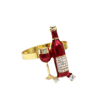 Δαχτυλίδι για χαρτοπετσέτα 8 τμχ για μπουκάλι κόκκινου κρασιού για τα γενέθλια του γάμου Ημέρα των Ευχαριστιών Νύφη Ντους Ντους Διακόσμηση τραπεζιού HWD177