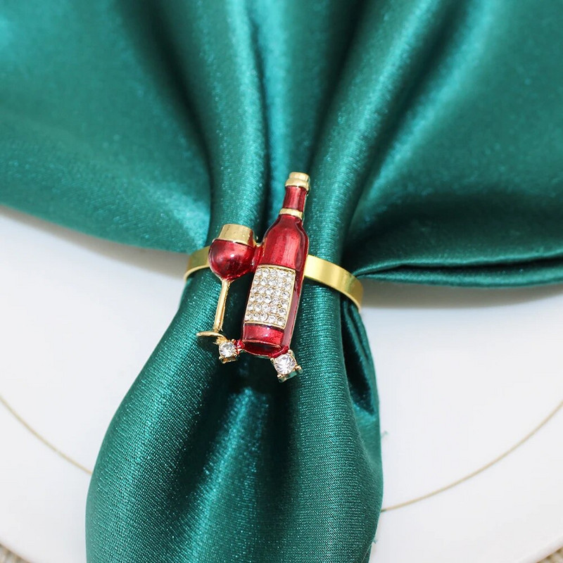 8 DB Vörösboros üveg szalvétagyűrű tartó esküvői születésnapi hálaadás menyasszonyi zuhanyozó vacsora asztaldíszéhez HWD177