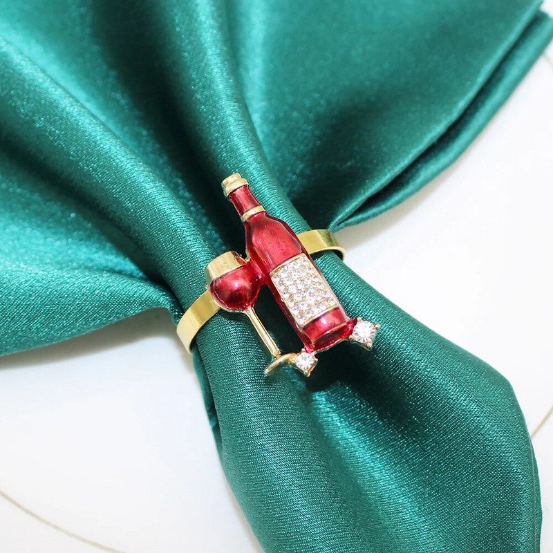 8 DB Vörösboros üveg szalvétagyűrű tartó esküvői születésnapi hálaadás menyasszonyi zuhanyozó vacsora asztaldíszéhez HWD177