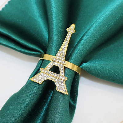 8gab. Eifeļa torņa salvešu gredzeni Bling kristāla strinakmens salvešu gredzenu turētājs Ziemassvētku brīvdienu kāzu ballīšu galda dekorēšanai