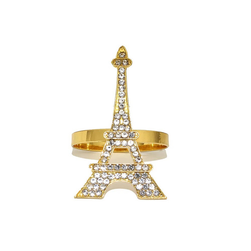 8gab. Eifeļa torņa salvešu gredzeni Bling kristāla strinakmens salvešu gredzenu turētājs Ziemassvētku brīvdienu kāzu ballīšu galda dekorēšanai