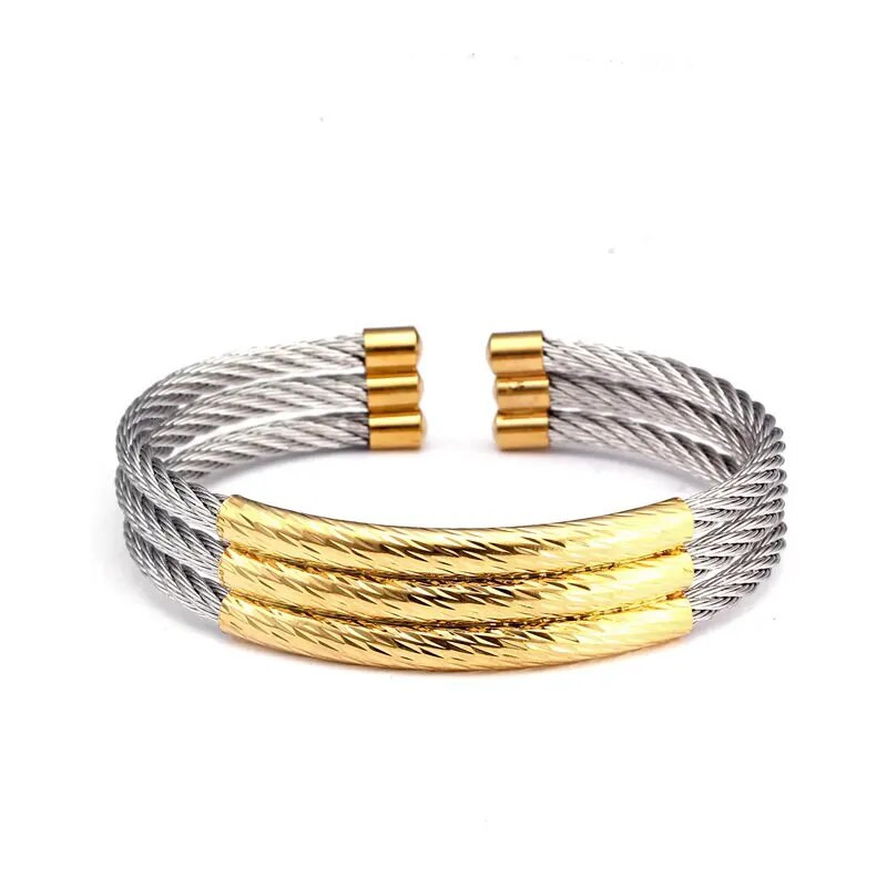 Unikālas 3 slāņu nerūsējošā tērauda aproces rokassprādzes vīriešiem sievietēm rotaslietas augstas kvalitātes sportiskas vīriešu atvērtas aproces rokassprādzes