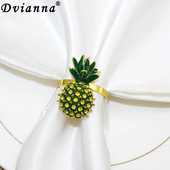 6 tk Crystal Rhinstone ananassi salvrätiku rõngad Elegantsed puuviljast salvrätikuhoidja rõngad beebi dušši jaoks sõbrapäeva pulmadekoratsiooniks