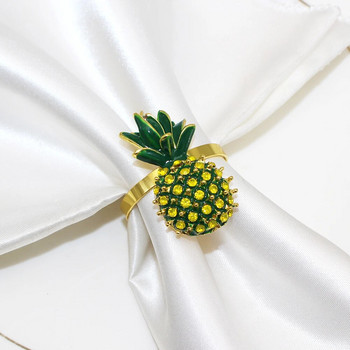 6 τμχ Κρυστάλλινα δαχτυλίδια για χαρτοπετσέτες ανανά κομψά δαχτυλίδια για πετσέτα φρούτων για ντεκόρ γάμου για την ημέρα του Αγίου Βαλεντίνου