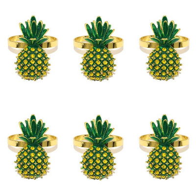 6 tk Crystal Rhinstone ananassi salvrätiku rõngad Elegantsed puuviljast salvrätikuhoidja rõngad beebi dušši jaoks sõbrapäeva pulmadekoratsiooniks