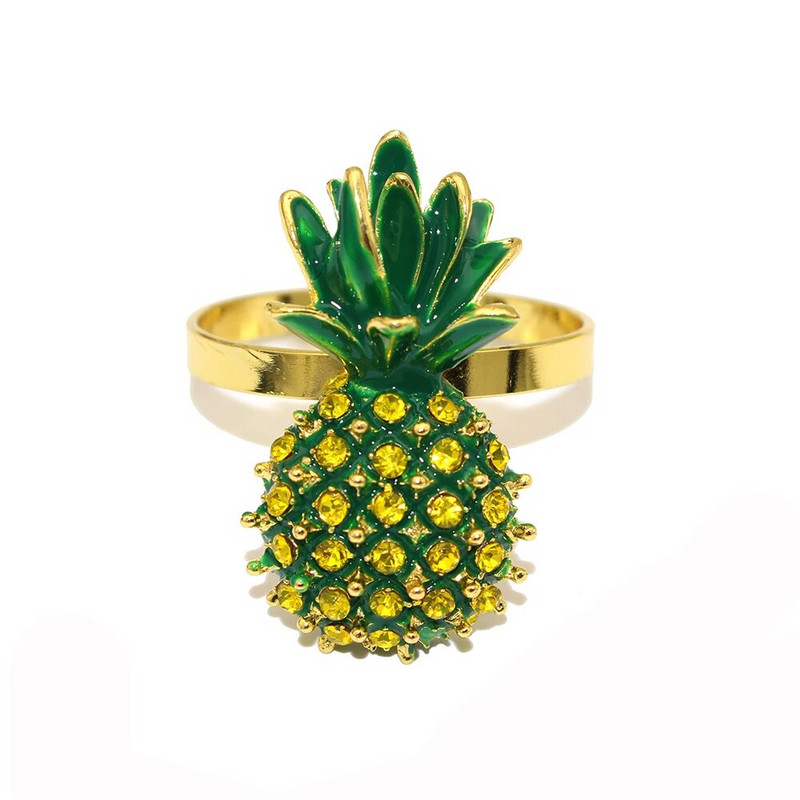 6 tk Crystal Rhinstone ananassi salvrätiku rõngad Elegantsed puuviljast salvrätikuhoidja rõngad beebi dušši jaoks sõbrapäeva pulmadekoratsiooniks