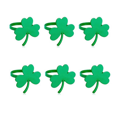 6Gb Sv. Patrika dienas Shamrock salvešu gredzeni Āboliņa salvešu turētāji Svētā Patrika dienas tematiskā ballīšu galda dekorēšanai HWL47