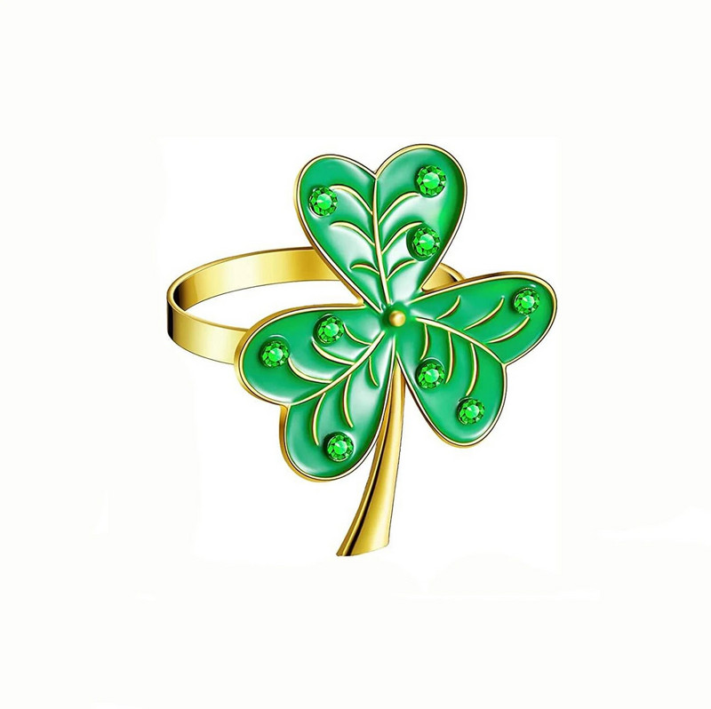 6Gb Sv. Patrika dienas Shamrock salvešu gredzeni Āboliņa salvešu turētāji Svētā Patrika dienas tematiskā ballīšu galda dekorēšanai HWL47