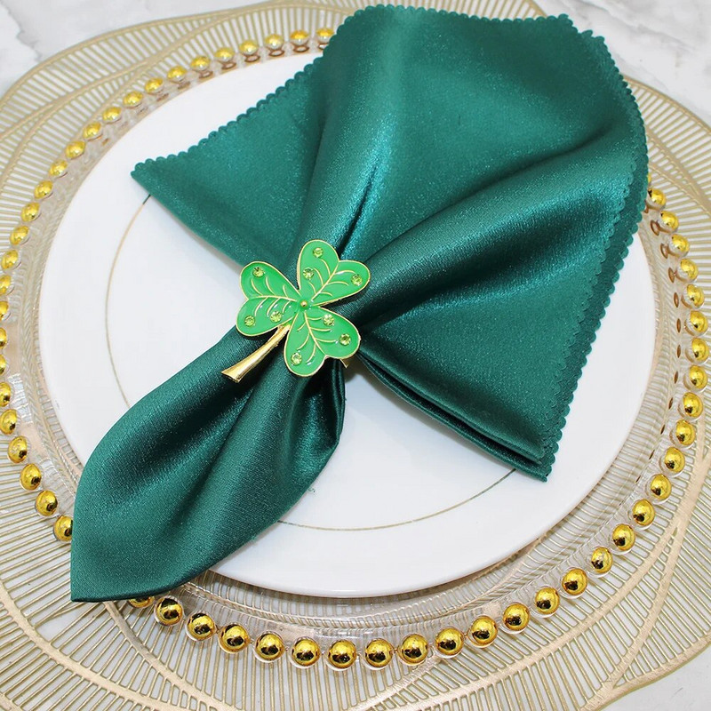 6Gb Sv. Patrika dienas Shamrock salvešu gredzeni Āboliņa salvešu turētāji Svētā Patrika dienas tematiskā ballīšu galda dekorēšanai HWL47