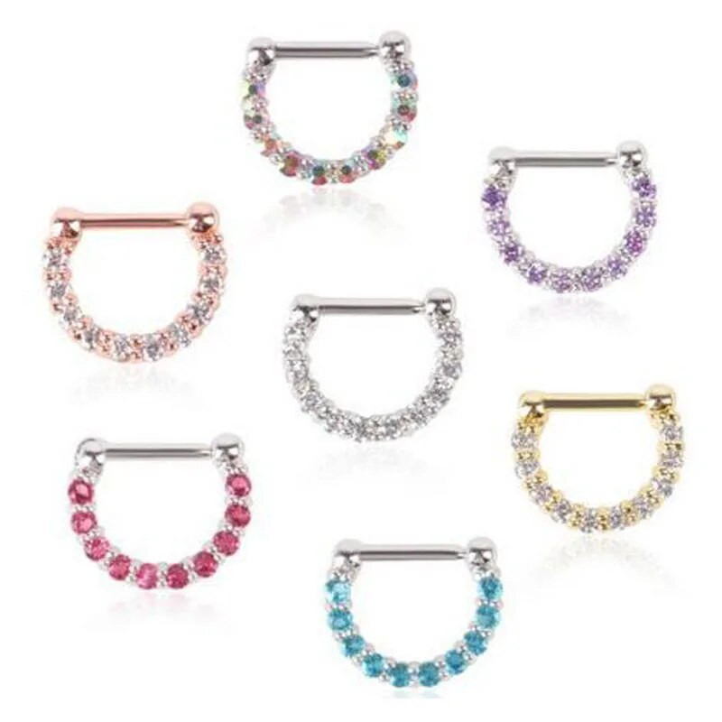 Jauna dizaina kristāla viltus deguna gredzena stīpa gredzena sprādze ķermeņa rotaslieta viltota starpsienas deguna gredzena pīrsings sievietēm ķermeņa pīrsings Nariz