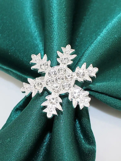 6Gb sudraba kalnu sniegpārsliņu salvešu gredzeni Ziemassvētku pusdienu galda klāšanai dzimšanas dienas kāzu galda salvešu turētājs HWC90