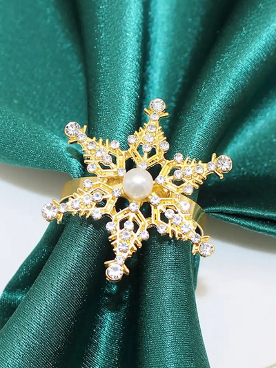 6Gb sudraba kalnu sniegpārsliņu salvešu gredzeni Ziemassvētku pusdienu galda klāšanai dzimšanas dienas kāzu galda salvešu turētājs HWC90