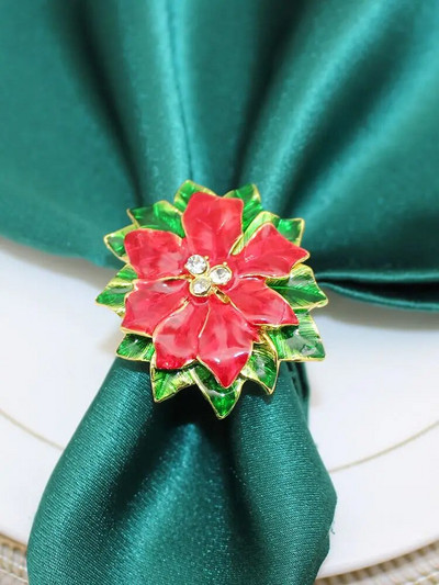 6Gb sudraba kalnu sniegpārsliņu salvešu gredzeni Ziemassvētku pusdienu galda klāšanai dzimšanas dienas kāzu galda salvešu turētājs HWC90