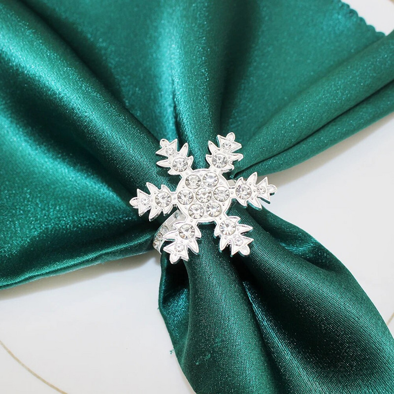 6Gb sudraba kalnu sniegpārsliņu salvešu gredzeni Ziemassvētku pusdienu galda klāšanai dzimšanas dienas kāzu galda salvešu turētājs HWC90