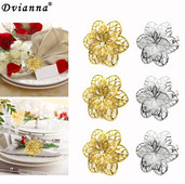 8Gb Zelta sudraba Rhinestone DIY salvešu gredzeni Ziemassvētkiem Pateicības kāzu pieņemšanām Svētku ballīšu galda dekors HWD27